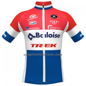 Maglia 2023 Baloise-Trek Lions Campione Olandese Manica Corta Rosso Blu Bianco